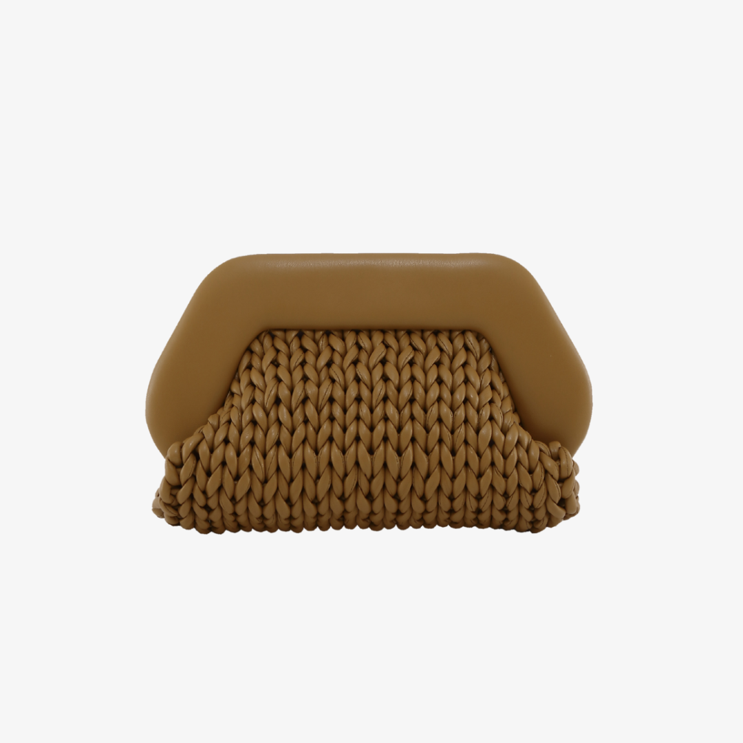 Tia Knitted Faux Leather Clutch